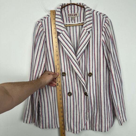 Anthropologie Dolan Women’s Size Medium Double Breast Anna Blazer Linen Striped - Picture 4 of 10